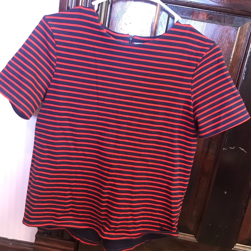 Jack Wills Striped Peplum Zipper Tee